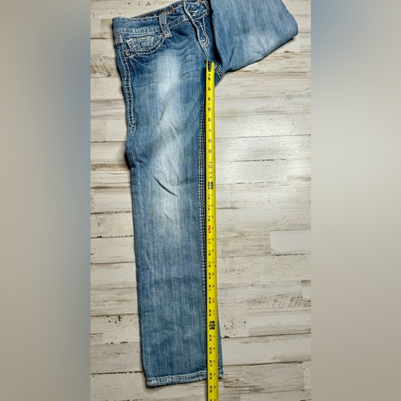 Rock Revival Alanis Capri Blue Denim Embellished Pockets Jeans Size 27x28 - Picture 5 of 12